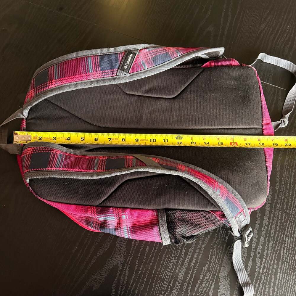 Columbia Beacon Daypack Backpack Pink Plaid Check School Hiking - Picture 8 of 9